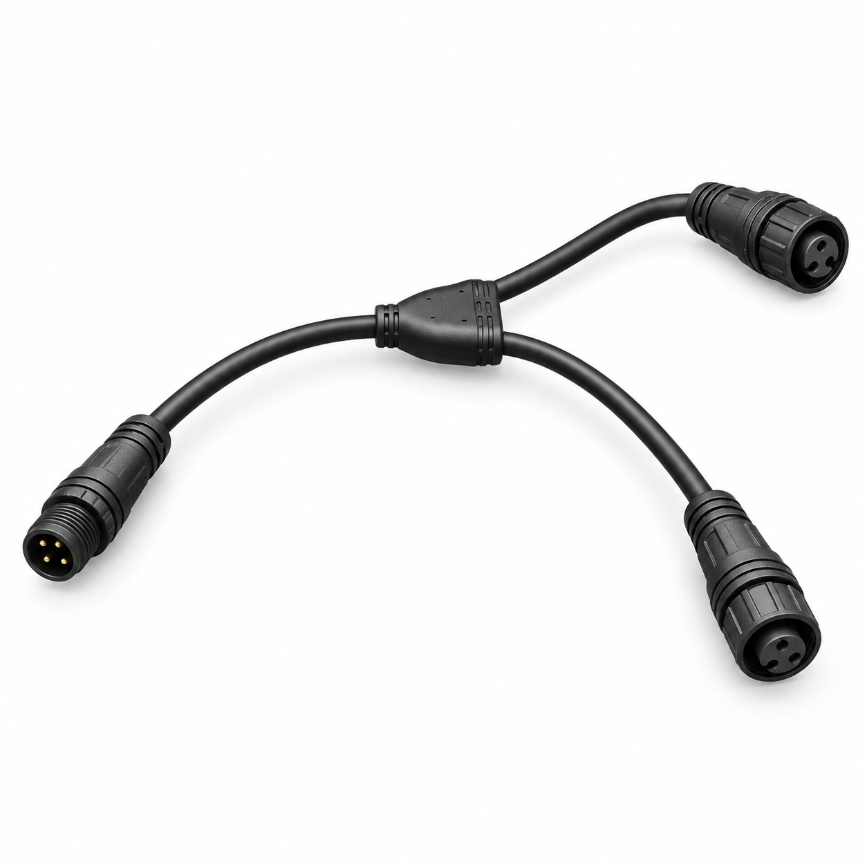 M12 splitter, four-pin male to two three-pin females
